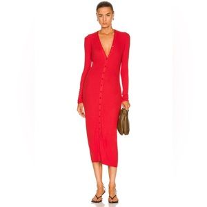 ENZA COSTA Silk Rib Long Sleeve Cardigan Midi Dress